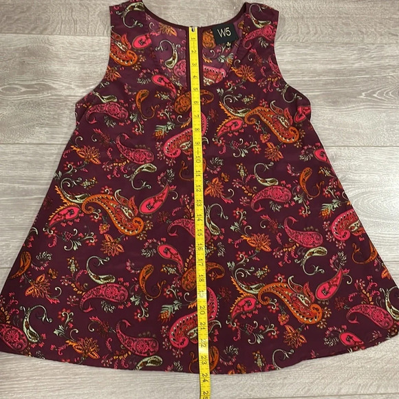 NWOT W5 Sleeveless Paisley Satin Tank Top Exposed Back Zipper S - Picture 9 of 12